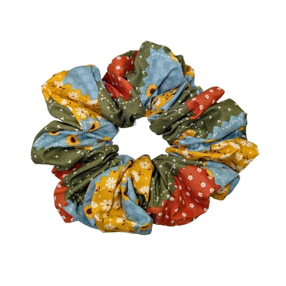 Large boho hand crafted cotton scrunchie - Picture 3 of 5